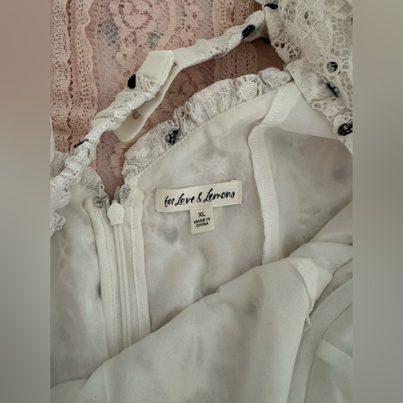 For Love & Lemons Donna Puff Sleeve Floral Lace Mini Dress - Picture 12 of 14